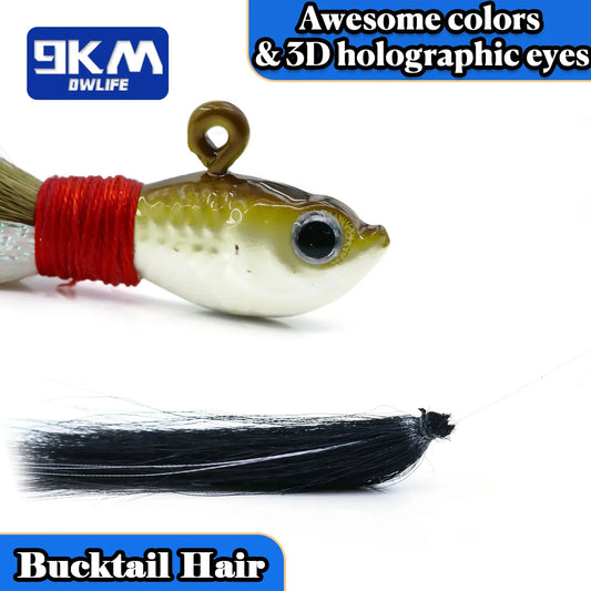 3PCS Fishing Lure Bucktail Jigs Saltwater Bait Crappie jig Marabou Feather Fishing Lure Freshwater Bass Striper Snook Halibut Redfish