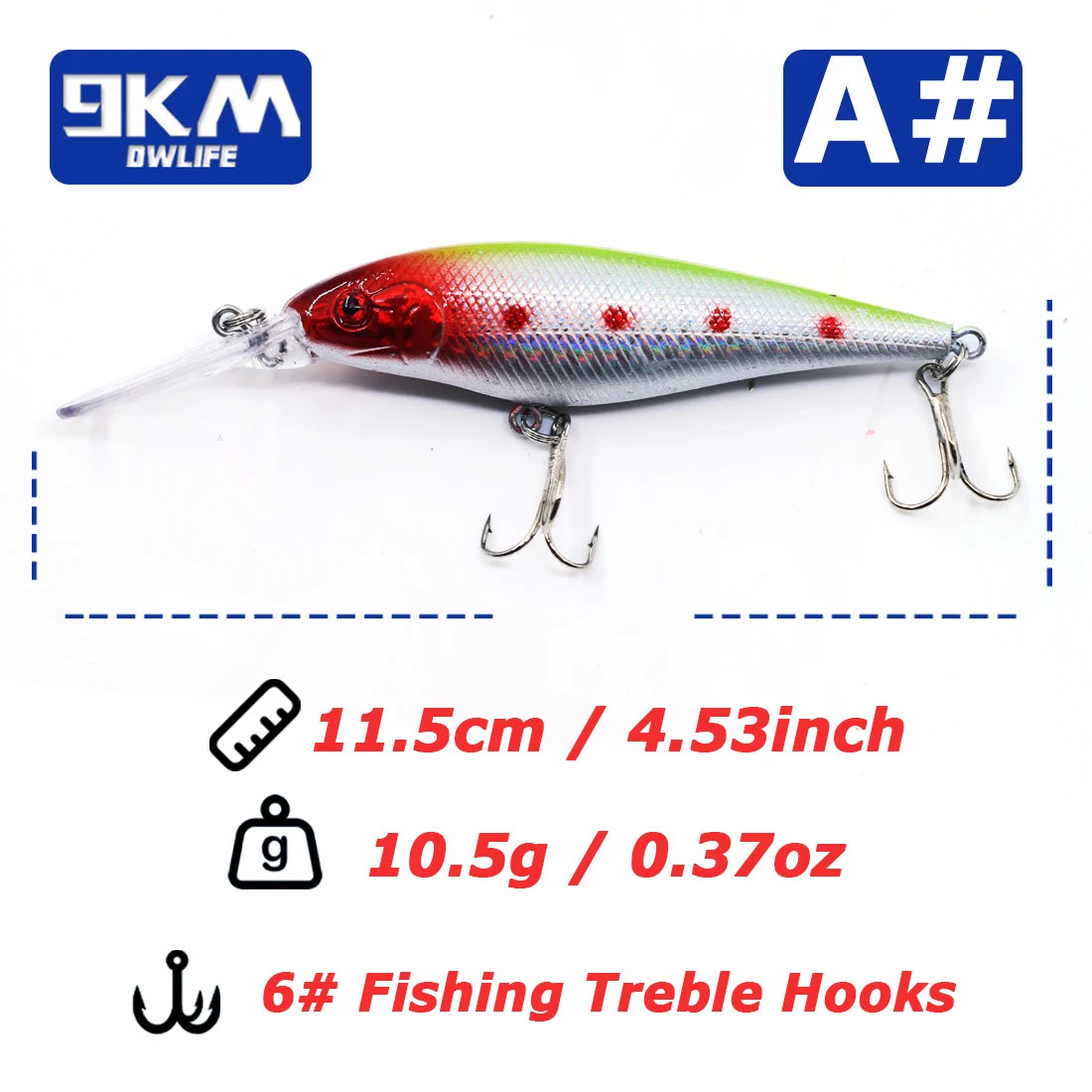 Minnow Lures 10.5g Fishing Lures Swimbaits Boat Topwater Hard Baits for Trout Bass with Treble Hook Saltwater Freshwater 11.5cm