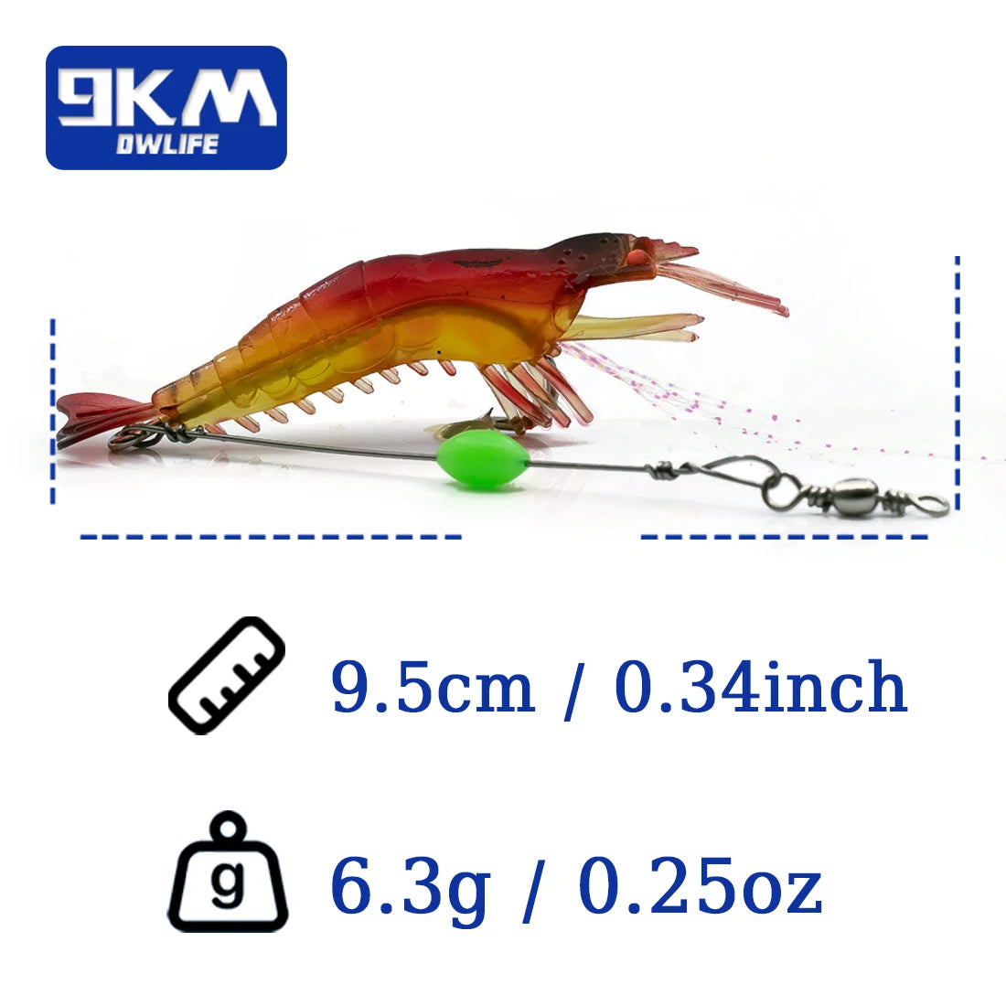 Fishing Shrimp Lures Soft Lure Shrimp Bait with Hook Beads Swivels Artificial Silicone Soft Bait Fishing Bass Trout Catfish