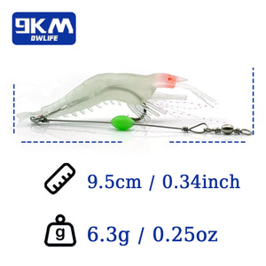 Fishing Shrimp Lures Soft Lure Shrimp Bait with Hook Beads Swivels Artificial Silicone Soft Bait Fishing Bass Trout Catfish