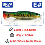 Load image into Gallery viewer, 13cm Popper Fishing Lure Saltwater Topwater Popper Lures with Treble Hook for Striper Tuna Bluefish Offshore Large Predator Fish
