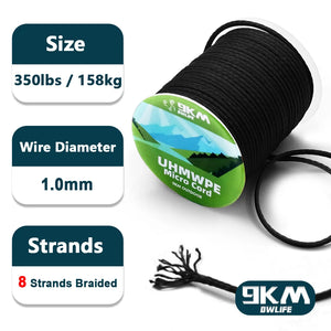 9KM UHMWPE Cord 0.8~1.6mm Hollow Braided Rope Hammock Tarp Tent Rope Kite Line Fishing Climbing Camping Kayak Sailboat 100~750lb