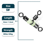 Load image into Gallery viewer, 3 Way Swivels 15~60Pcs Three Way Fishing Swivel Tackle Saltwater Fishing Barrel Swivel Fishing Line Connector With Glow Beads
