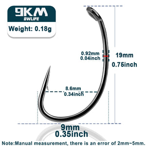 Carp Hooks 50~200Pcs High Carbon Steel Barbed Fishing Hook Wide Gap Curved Shank Fly Tying Hook Freshwater Salmon Bass Shad Hook