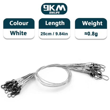 9KM Fishing Leaders Line Stainless Steel Wire with Swivels Snap Connect Fishing Tackle Lures Hooks Saltwater&Freshwater 10~30Pcs