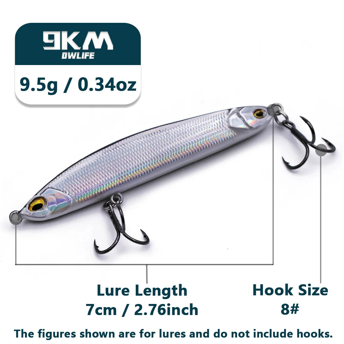 Slow Sinking Pencil Lures 9.5~19g Saltwater Fishing Lures Hard Fishing Bait with Treble Hooks Salmon Redfish Trout Bass Walleye