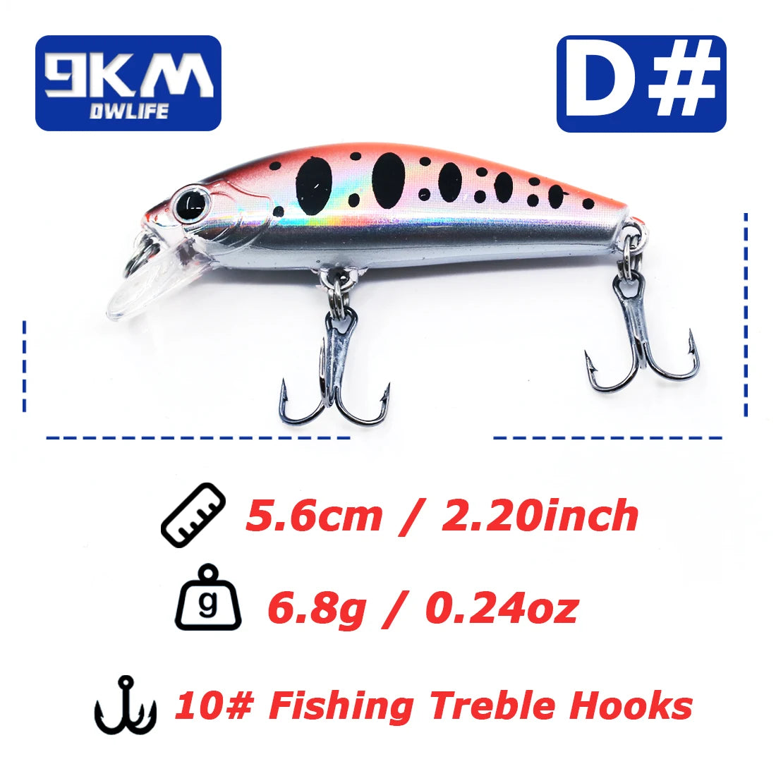 Minnow Fishing Lures 5.6cm Jerkbait Fishing Lure with Treble Hook Freshwater for Bass Trout Walleye Redfish Salmon Sinking Bait