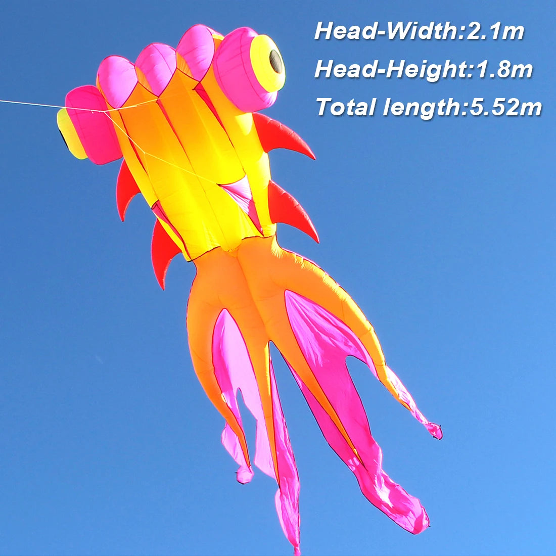 9KM 5m Goldfish Kite 30D Ripstop Nylon Fabric Line Laundry Kite Pendant Soft Inflatable Large Professional Kite for Adults