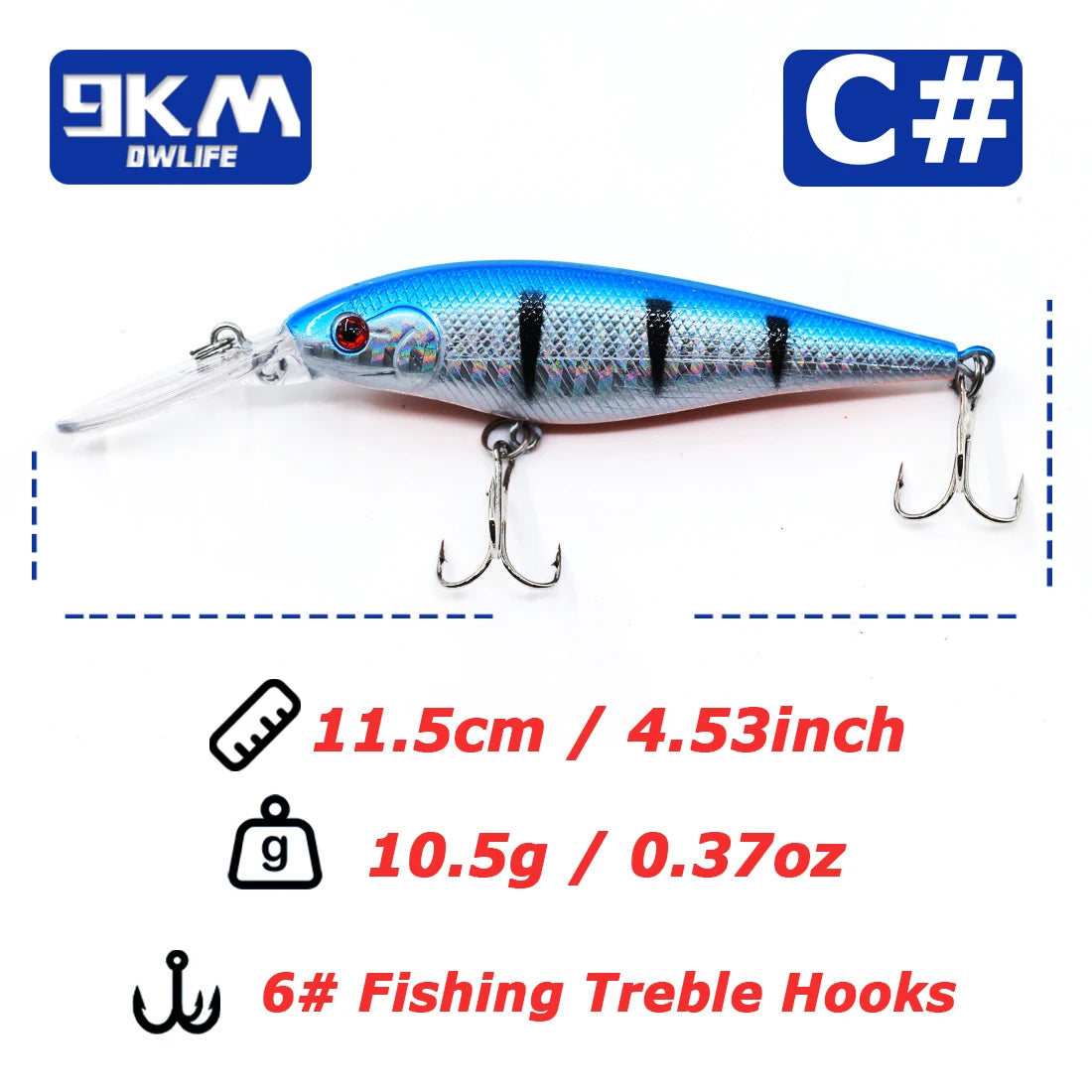 Minnow Lures 10.5g Fishing Lures Swimbaits Boat Topwater Hard Baits for Trout Bass with Treble Hook Saltwater Freshwater 11.5cm