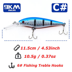 Minnow Lures 10.5g Fishing Lures Swimbaits Boat Topwater Hard Baits for Trout Bass with Treble Hook Saltwater Freshwater 11.5cm