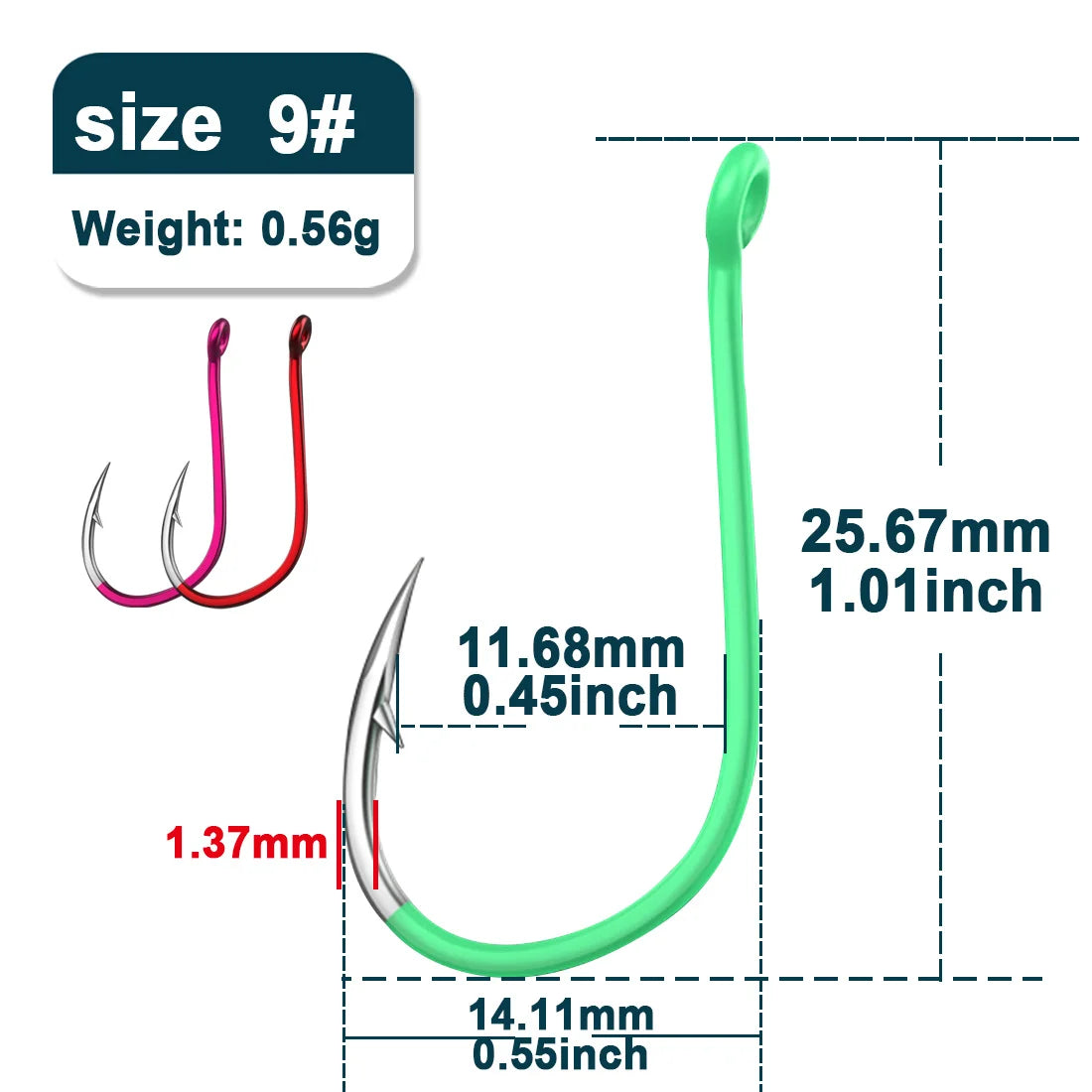 9KM 25~50Pcs Octopus Fishing Hooks Saltwater Fishing J Hooks Strong Sharp Needle Point Barbs Ringed Eye Saltwater Fishing