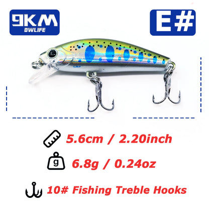 Minnow Fishing Lures 5.6cm Jerkbait Fishing Lure with Treble Hook Freshwater for Bass Trout Walleye Redfish Salmon Sinking Bait