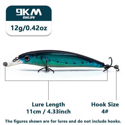 Hard Minnow Fishing Lures 8~11cm Jerkbait Bait Swimbait Fishing Walleye Lures Catfish Sinking Noctilucent Treble Hooks 5.3~12.5g