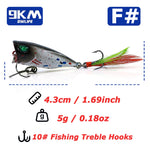 Lade das Bild in den Galerie-Viewer, Minnow Lures Popper Set Crankbaits 4g Fishing Hard Baits with Treble Hook Swimbaits Boat Topwater Lures for Trout Bass Perch
