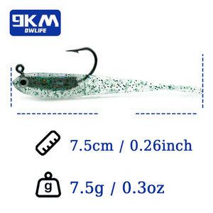 Soft Fishing Lure for Bass 3Pcs Fishing Lead Head Jigs Soft Fishing Lures for Freshwater Lifelike Forked Paddle Tail Swimbaits