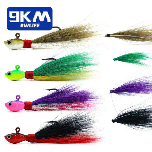 3PCS Fishing Lure Bucktail Jigs Saltwater Bait Crappie jig Marabou Feather Fishing Lure Freshwater Bass Striper Snook Halibut Redfish