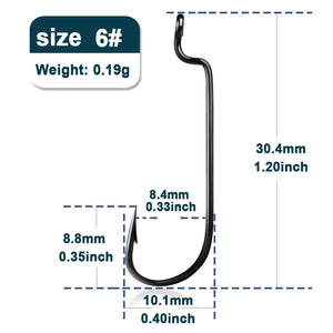 9KM Fishing Offset Worm Hooks 50~200Pcs High Carbon Steel EWG Hooks for Bass Fishing Worm Hooks Wide Gap Barbed Shank Saltwater