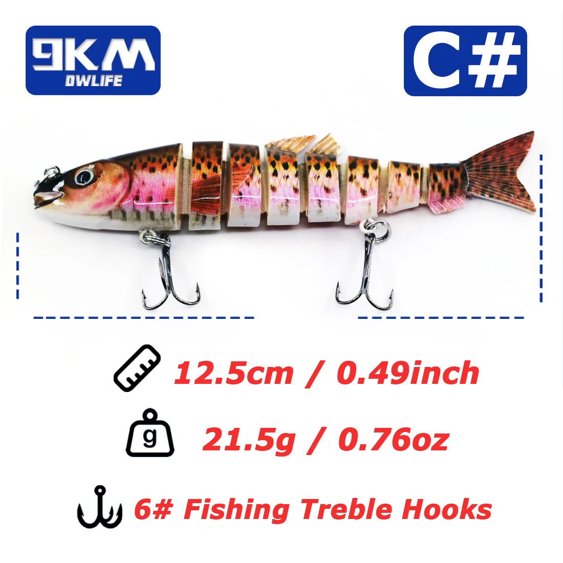 Fishing Lures 21.5g Multi Jointed Swimbait Segmented Fishing Bait for Freshwater and Saltwater Lifelike Bass Fishing Lure 12.5cm