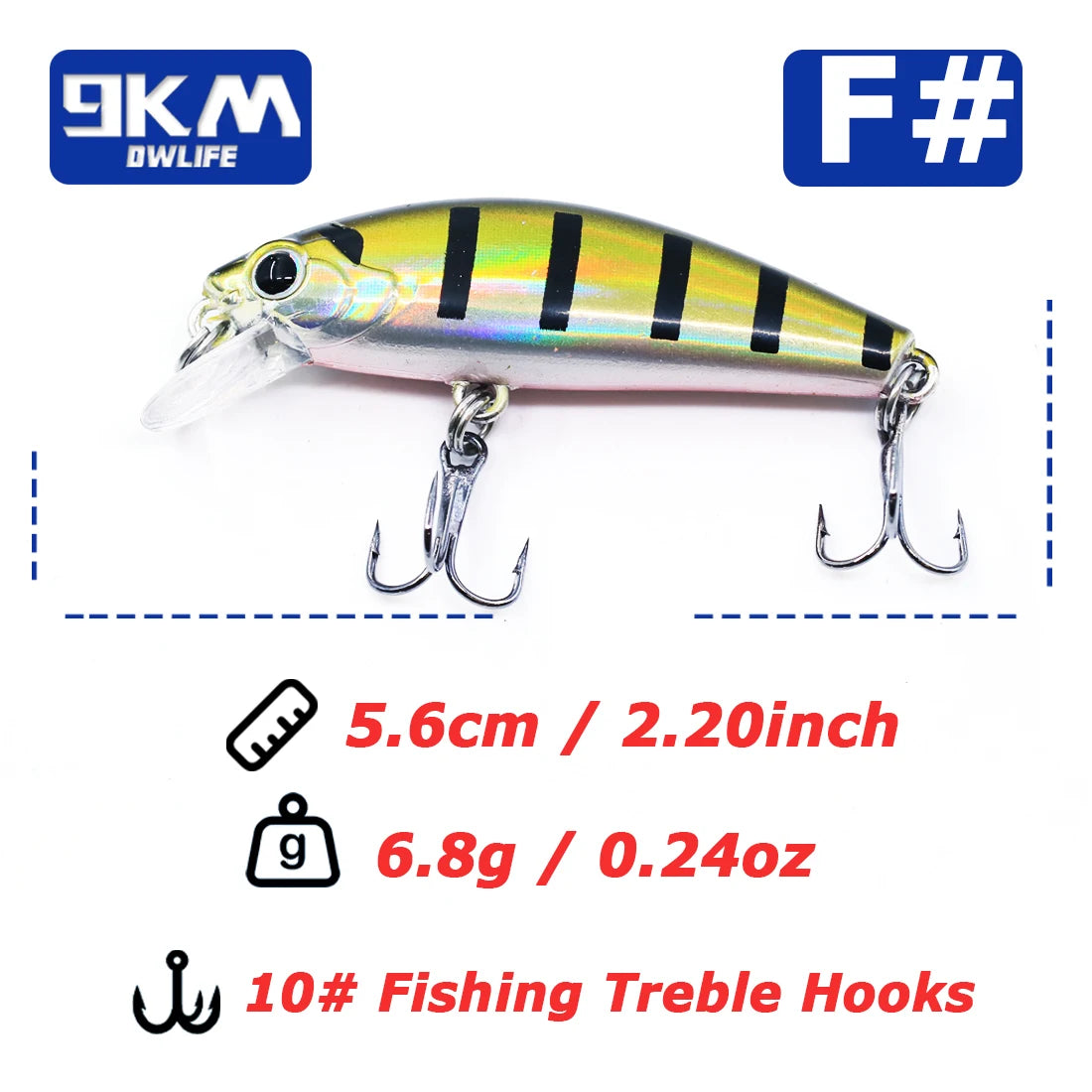 Minnow Fishing Lures 5.6cm Jerkbait Fishing Lure with Treble Hook Freshwater for Bass Trout Walleye Redfish Salmon Sinking Bait