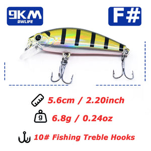 Minnow Fishing Lures 5.6cm Jerkbait Fishing Lure with Treble Hook Freshwater for Bass Trout Walleye Redfish Salmon Sinking Bait