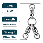 Lade das Bild in den Galerie-Viewer, 3-Way Swivels 5~15Pcs Ball Bearing Swivel Stainless Steel Heavy Duty Rig Deep-Sea Rig Saltwater Fishing Crossline Swivel Tackle
