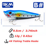 Lade das Bild in den Galerie-Viewer, Popper Lure Topwater Fishing Lures 12g Bass Lures Pencil Artificial Bait with Treble Hook for Bass Trout Catfish Redfish Pike
