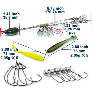 Alabama Rig for Bass Fishing Swimbait Lure Kit Umbrella Rigs Swivels Snap Trout Salmon Tackle Tips+EWG Hooks+T-Tail Soft Lures