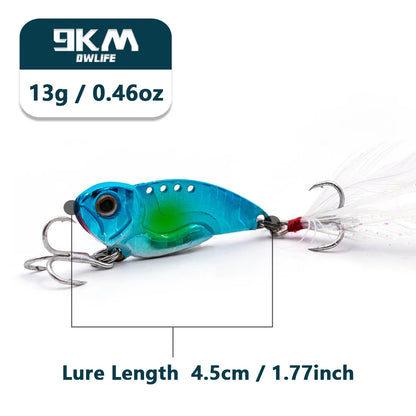 9KM Metal Fishing Spoons Long Cast Bait 8~13g Fishing Lures VIB Fishing Jig Set Hard Swimbait Spinner Blade Lure Bass Trout Pike