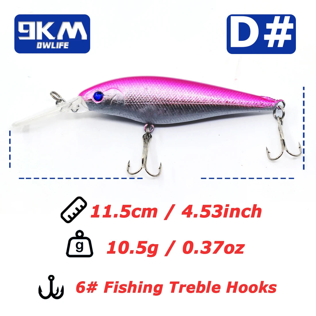 Minnow Lures 10.5g Fishing Lures Swimbaits Boat Topwater Hard Baits for Trout Bass with Treble Hook Saltwater Freshwater 11.5cm