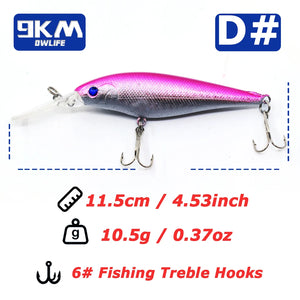 Minnow Lures 10.5g Fishing Lures Swimbaits Boat Topwater Hard Baits for Trout Bass with Treble Hook Saltwater Freshwater 11.5cm