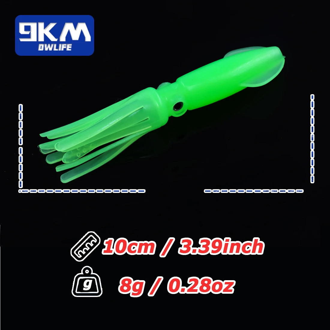 Luminous Octopus Swimbait Soft Lure with Skirt Tail 3D Fishing Eyes Curly Tentacles Lingcod Rockfish Jig Saltwater Ocean Fishing