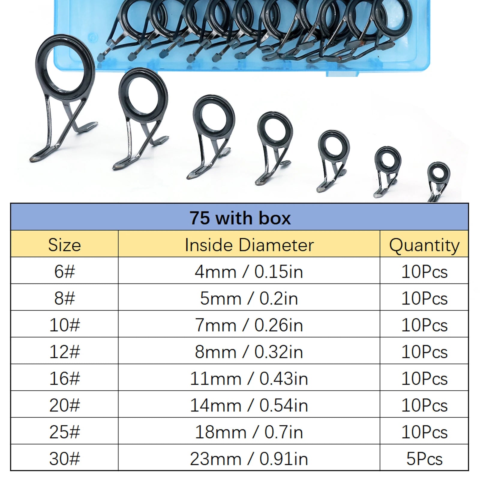 Fishing Rod Guide 8~120Pcs Spinning Rod Repair Kit Stainless Steel Casting Rod Building Ceramics Ring Rod Replacement Set 4~38mm