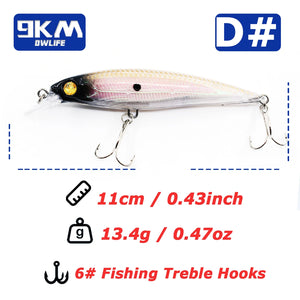 Fishing Lures Hard Minnow Baits 11cm/13.4g Topwater Hard Baits Jerkbait Swimbait Fishing Bass Walleye Lures Saltwater Freshwater