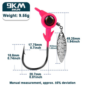 Underspin jig Heads Crappie Fishing Hooks 3.5~10g Swimbait Jig Head Hook 3D Eye Spinner Willow Blade for Fishing Lure Tackle Box