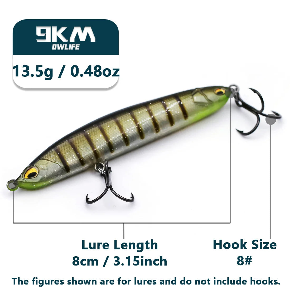 Slow Sinking Pencil Lures 9.5~19g Saltwater Fishing Lures Hard Fishing Bait with Treble Hooks Salmon Redfish Trout Bass Walleye