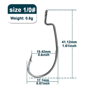 9KM Worm Hooks 25Pcs Ewg Hook for Bass Fishing Hooks, Texas Rig Saltwater Fishing Offset Hook Freshwater