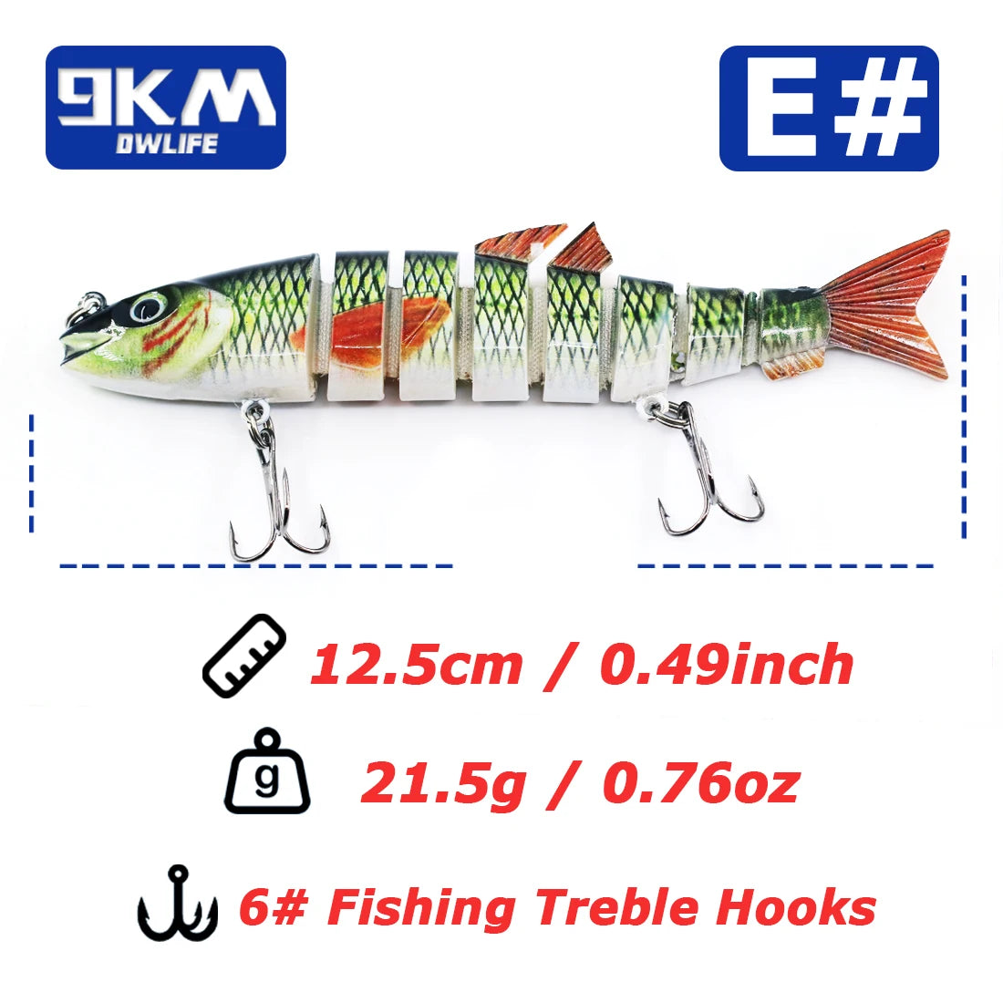 Fishing Lures 21.5g Multi Jointed Swimbait Segmented Fishing Bait for Freshwater and Saltwater Lifelike Bass Fishing Lure 12.5cm