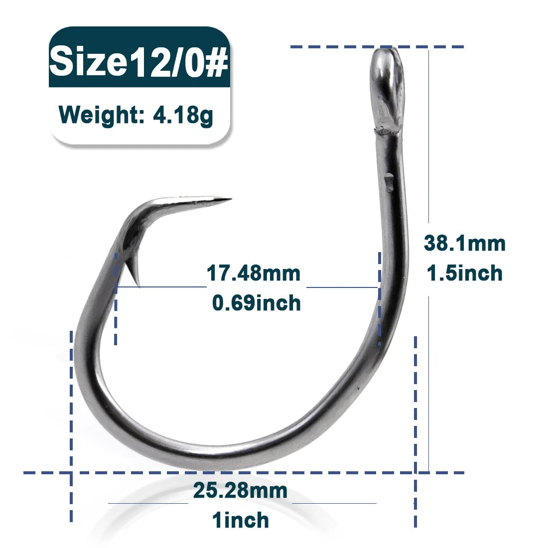 Saltwater Fishing Circle Hooks 25~100Pcs Giant Fishing Hook In-line Catfish Hooks Stainless Steel Shark & Swordfish &Tuna Hook