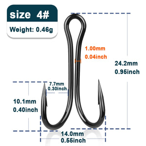Fishing Double Hooks 50~200Pcs Black Classic Frog Hooks High Carbon Steel Brabed Sharp Worm Hook Replacement Fishing Hooks Lures