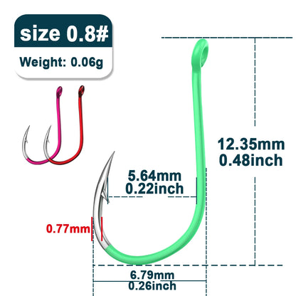 9KM 25~50Pcs Octopus Fishing Hooks Saltwater Fishing J Hooks Strong Sharp Needle Point Barbs Ringed Eye Saltwater Fishing