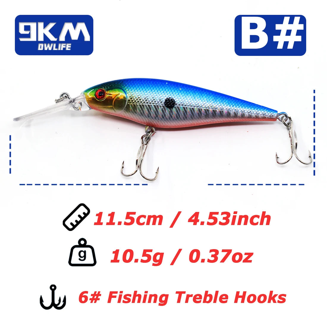 Minnow Lures 10.5g Fishing Lures Swimbaits Boat Topwater Hard Baits for Trout Bass with Treble Hook Saltwater Freshwater 11.5cm