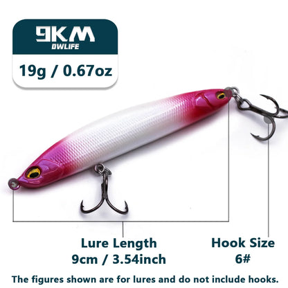 Slow Sinking Pencil Lures 9.5~19g Saltwater Fishing Lures Hard Fishing Bait with Treble Hooks Salmon Redfish Trout Bass Walleye