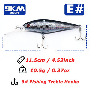 Minnow Lures 10.5g Fishing Lures Swimbaits Boat Topwater Hard Baits for Trout Bass with Treble Hook Saltwater Freshwater 11.5cm