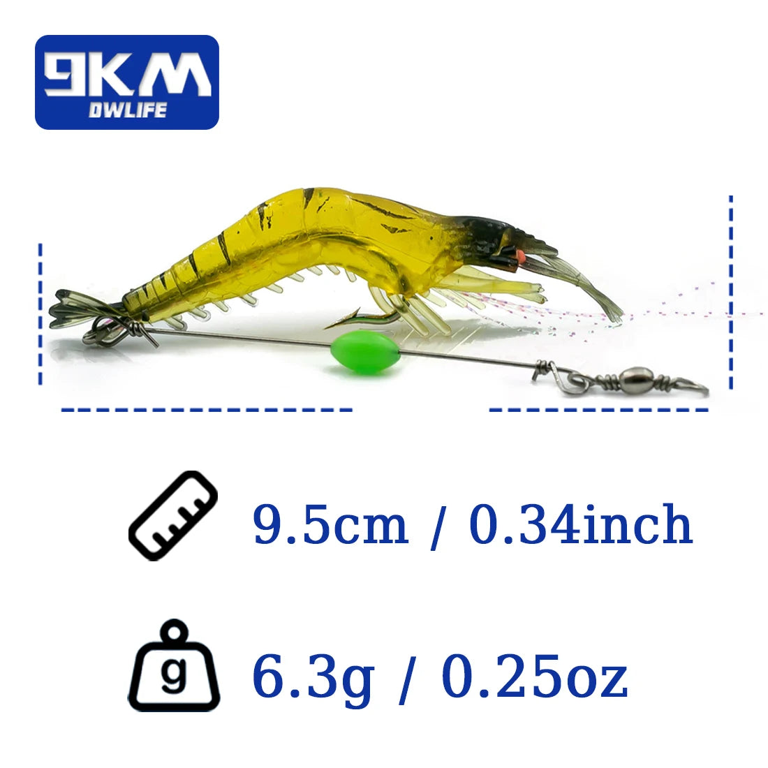 Fishing Shrimp Lures Soft Lure Shrimp Bait with Hook Beads Swivels Artificial Silicone Soft Bait Fishing Bass Trout Catfish