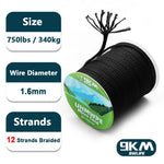 Load image into Gallery viewer, 9KM UHMWPE Cord 0.8~1.6mm Hollow Braided Rope Hammock Tarp Tent Rope Kite Line Fishing Climbing Camping Kayak Sailboat 100~750lb
