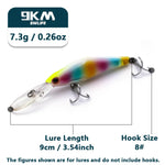 Load image into Gallery viewer, Minnow Lures 9cm 7.3g Diving Jerkbait Hard Bait Fishing Lure Bass Fishing Sinking Lures Striper Pike Fishing Tackle Treble Hooks
