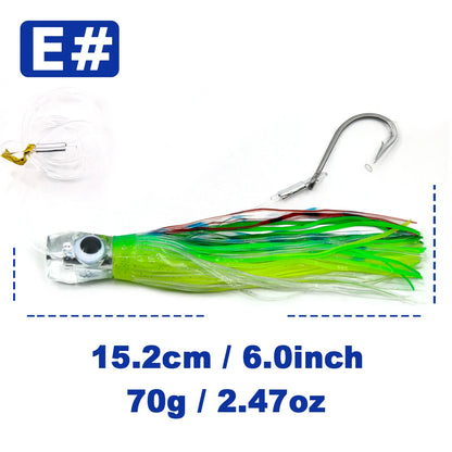 9KM 6in~9in Saltwater Big Game Trolling Lures Skirted Trolling Jig Offshore Chugger Trolling Lures for Marlin, Tuna, Sailfish