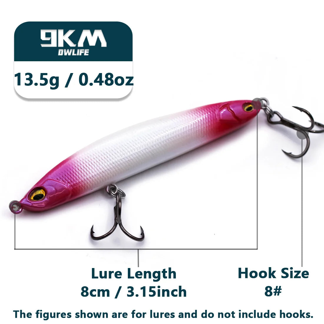 Slow Sinking Pencil Lures 9.5~19g Saltwater Fishing Lures Hard Fishing Bait with Treble Hooks Salmon Redfish Trout Bass Walleye