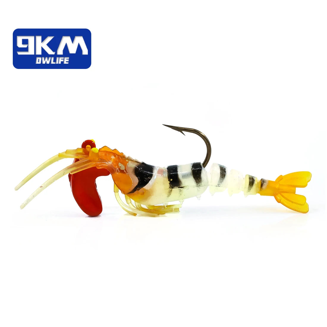 Soft Shrimp Lures Fishing Jig Head Swimbait with Paddle Tail Trout Bass Salmon Sinking Baits Saltwater/Freshwater Sharp Hook