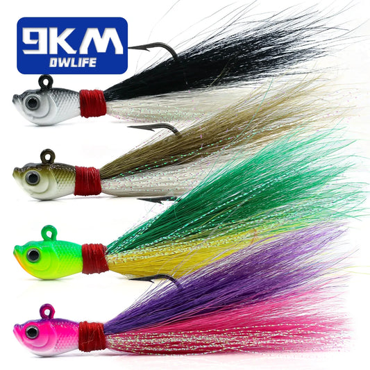 Bucktail Jigs Fishing Lure Hair Jig Saltwater Lures Swimbaits Bass Striper Bluefish Surf Freshwater Fishing Hard Baits with Hook